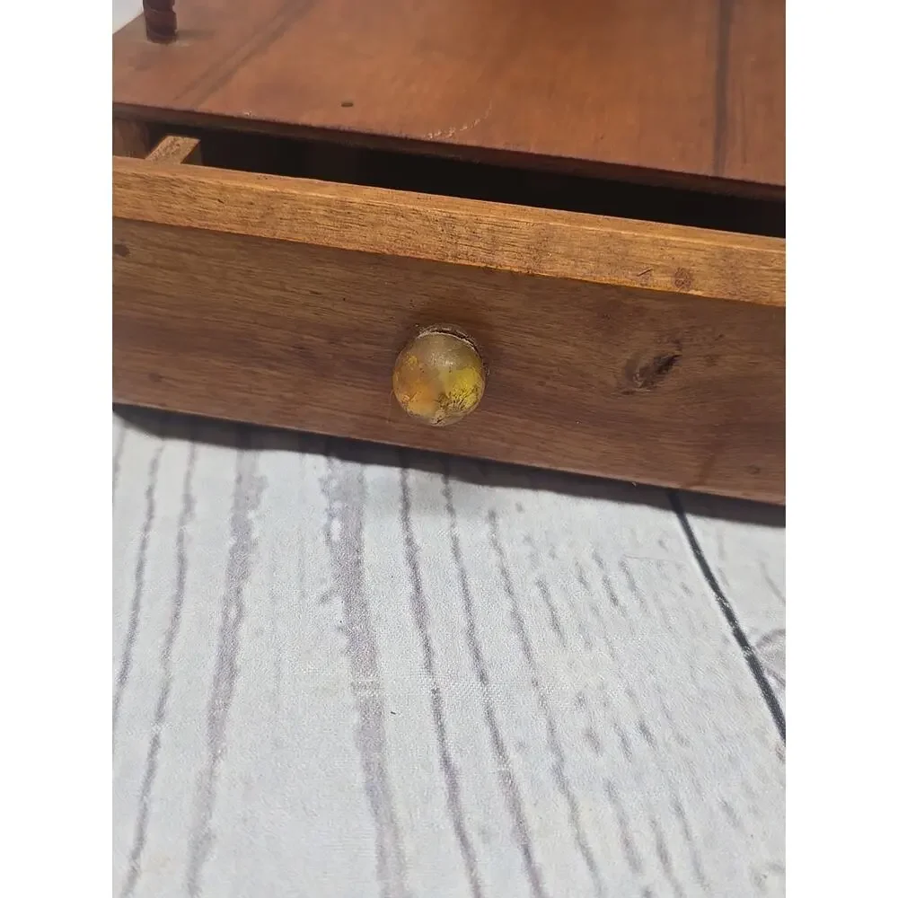 Vintage Wooden Figural Bird Sewing Caddy Stand with Drawer